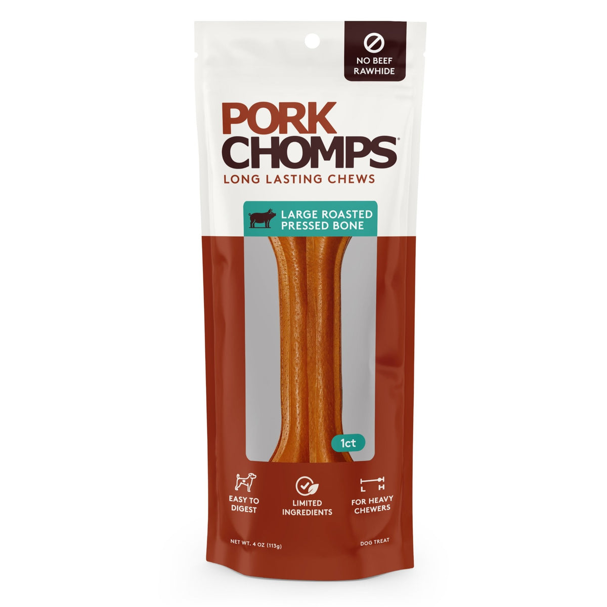 Pork Chomps - 7" Roasted Pressed Bones - 1 Count