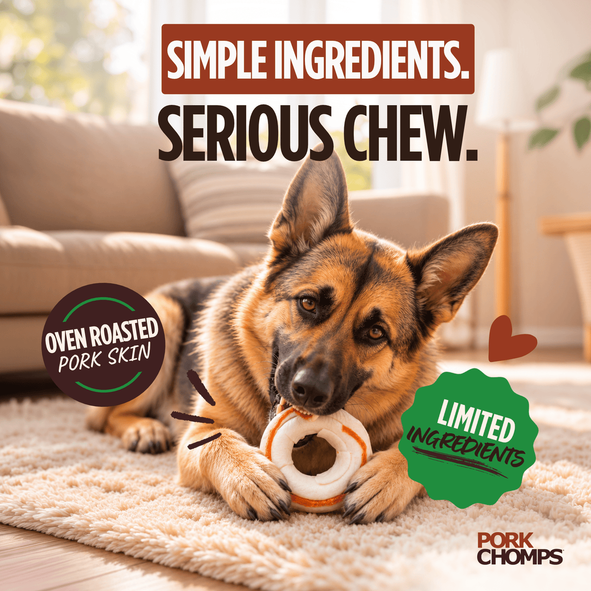 Pork Chomps - 2.5" Pressed Rings with Real Chicken - 8 Count