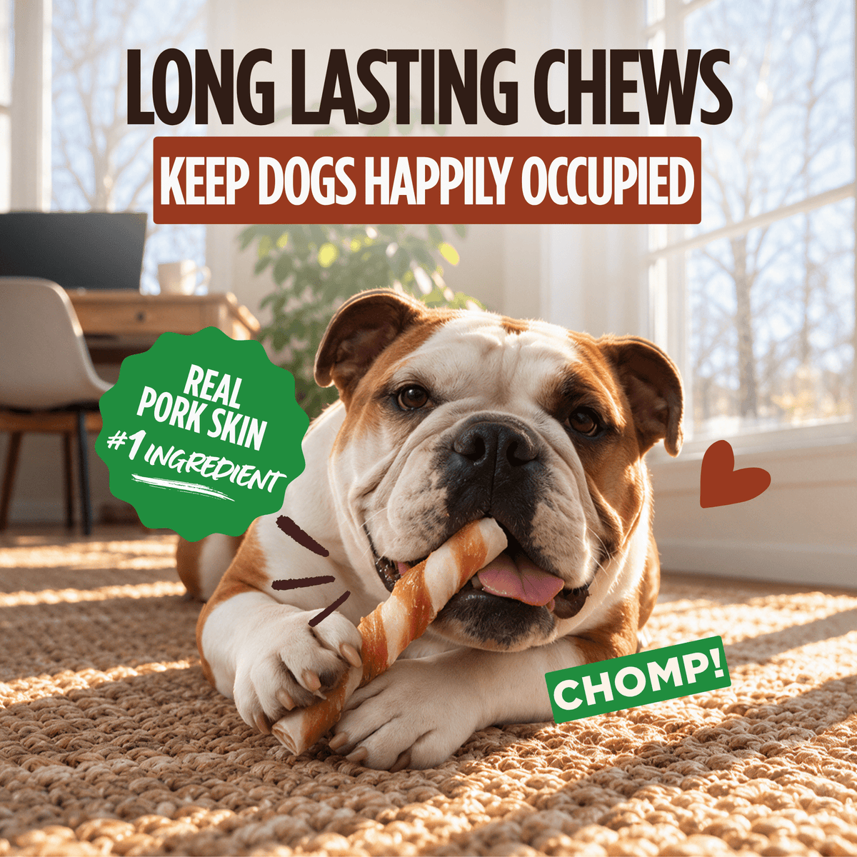 Pork Chomps - Real Chicken Wrapped Twists - 4 Count