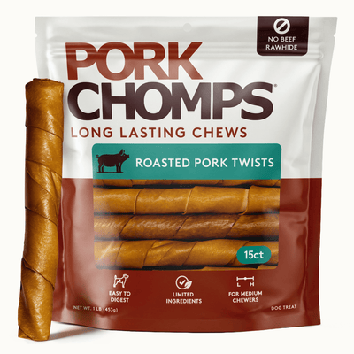 Pork Chomps - Roasted Pork Twists - 15 Count