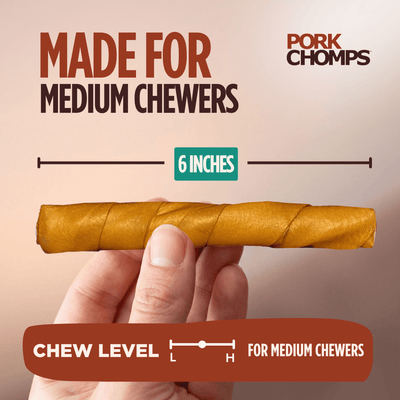 Pork Chomps - Roasted Pork Twists - 15 Count