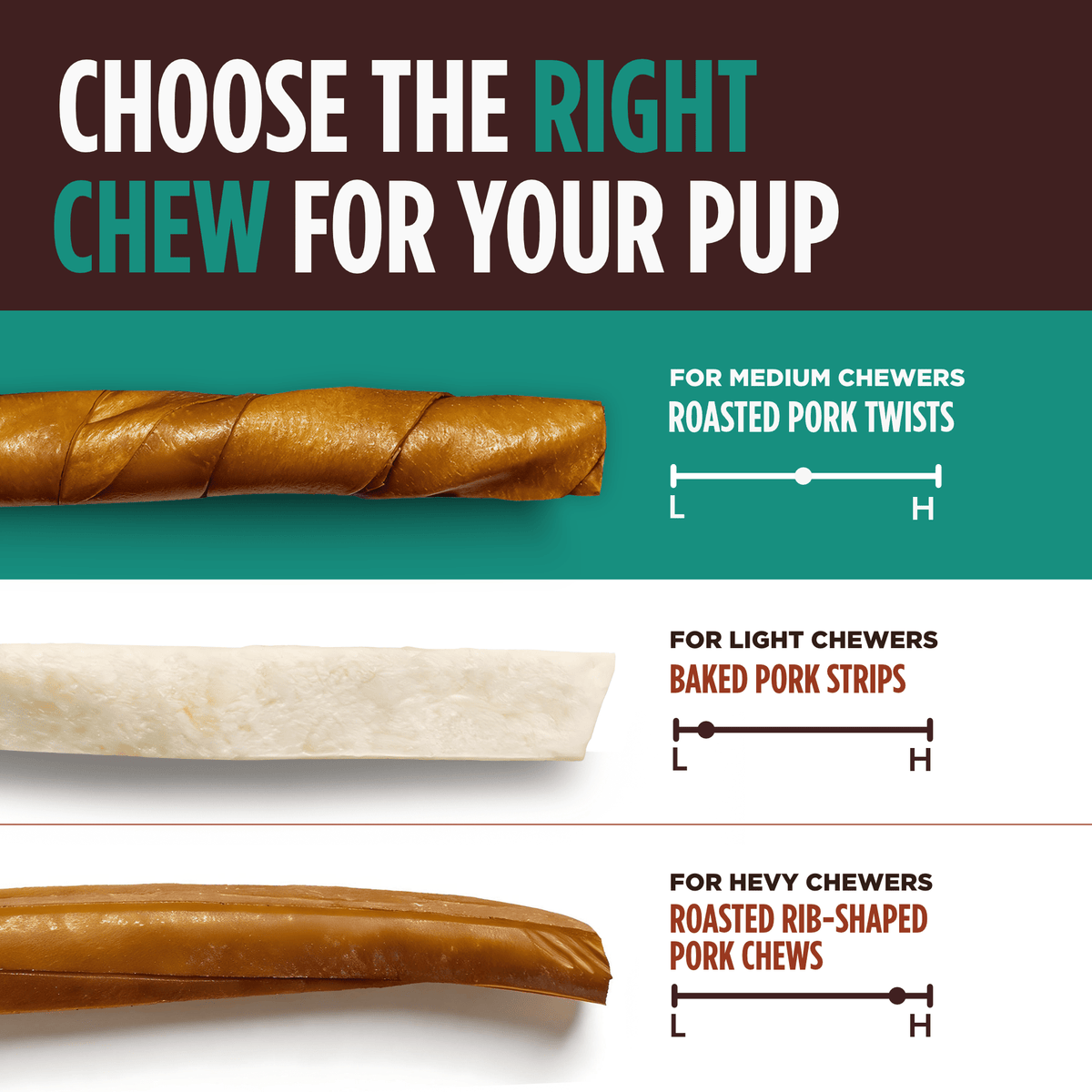 Pork Chomps - Roasted Pork Twists - 15 Count