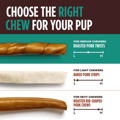 Pork Chomps - Roasted Pork Twists - 15 Count
