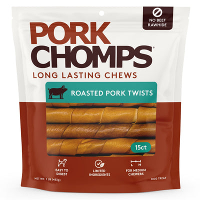 Pork Chomps - Roasted Pork Twists - 15 Count