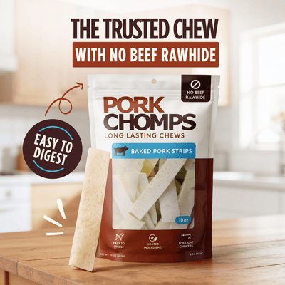 Pork Chomps - 4" Baked Pork Strips - 10 ounces