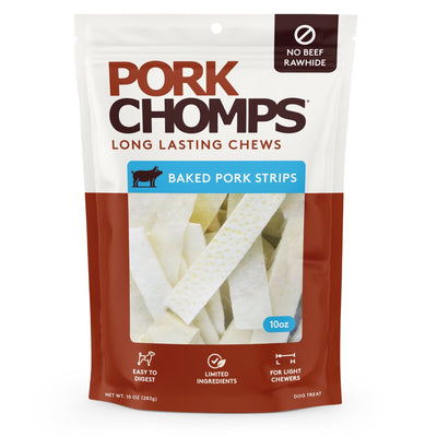 Pork Chomps - 4" Baked Pork Strips - 10 ounces