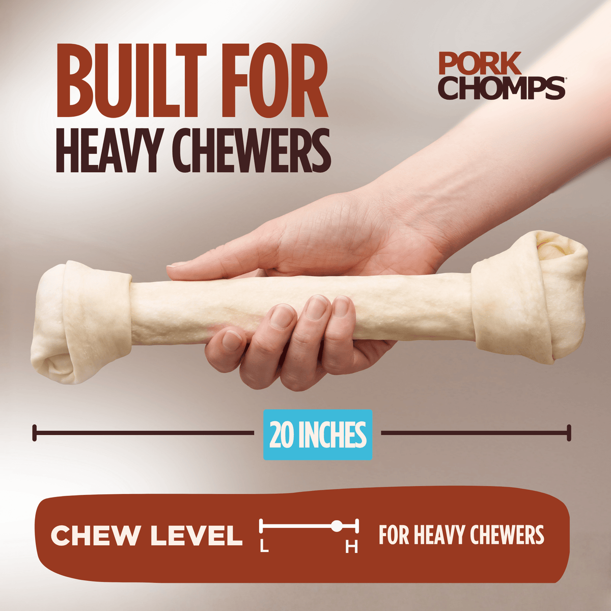 Pork Chomps - 20" Baked Knot - 1 Count for Heavy Chewers