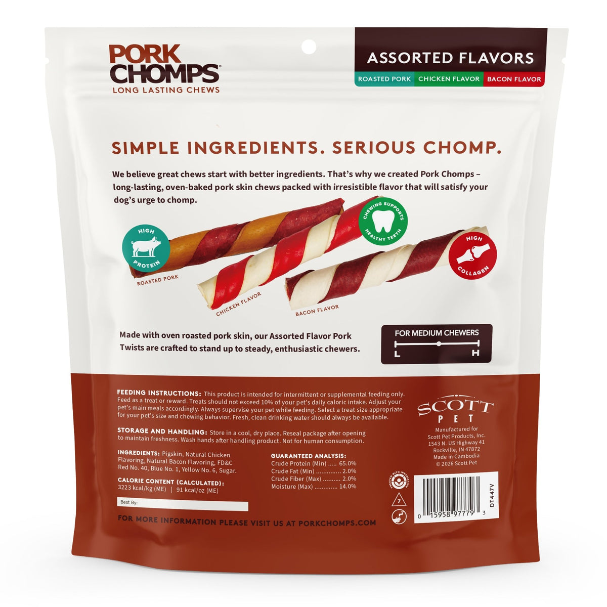 Pork Chomps - Assorted Flavor Twists - 12 Count