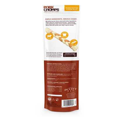 Pork Chomps - Peanut Butter Flavor Pork Braid - 1 Count