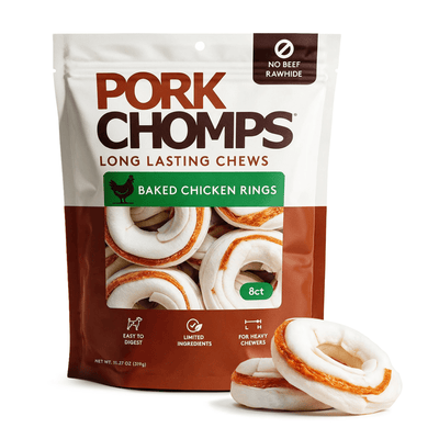 Pork Chomps - 2.5" Pressed Rings with Real Chicken - 8 Count