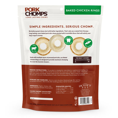 Pork Chomps - 2.5" Pressed Rings with Real Chicken - 8 Count