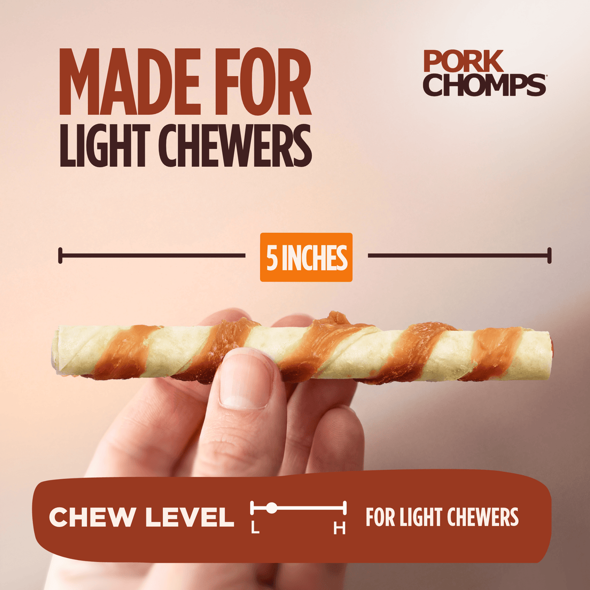 Pork Chomps - Real Chicken Wrapped Mini Twists - 12 Count