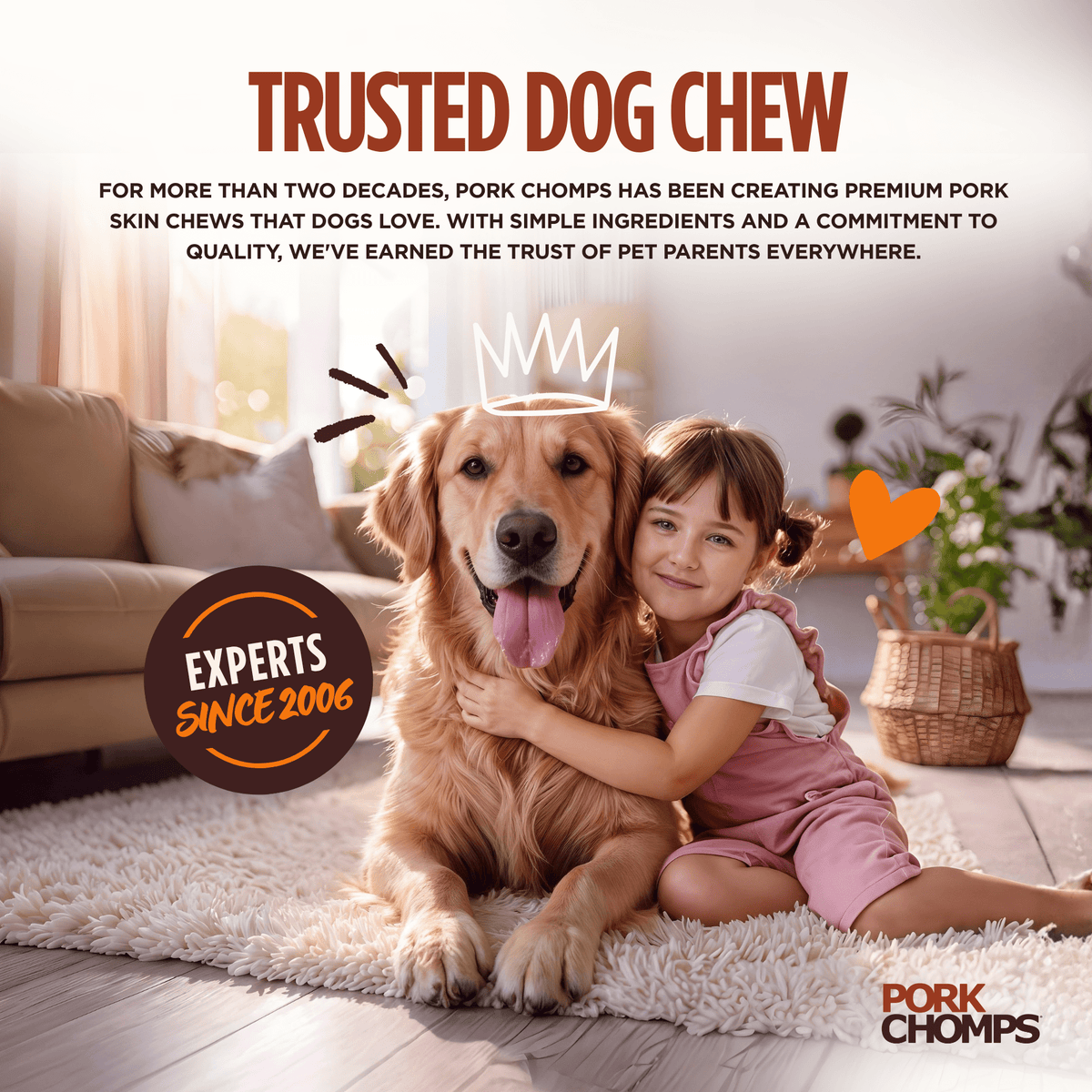 Pork Chomps - 6" Assorted Natural, Beef and Chicken Flavor Crunchy Strips - 50 Count